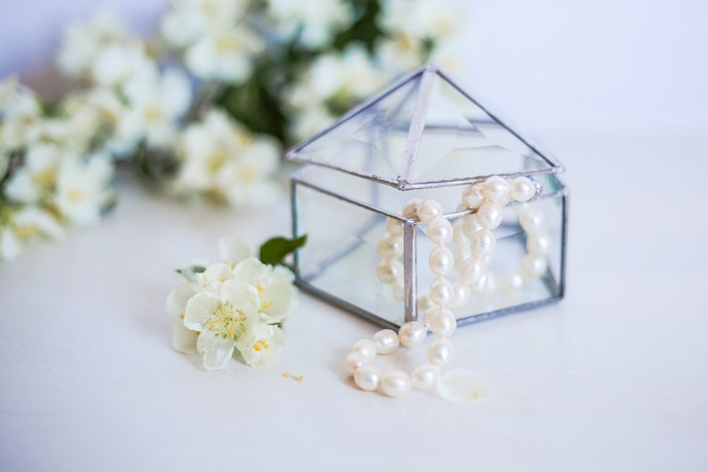 Geometric Glass Box / Glass Jewelry Holder/ Anniversary Gift/ Etsy