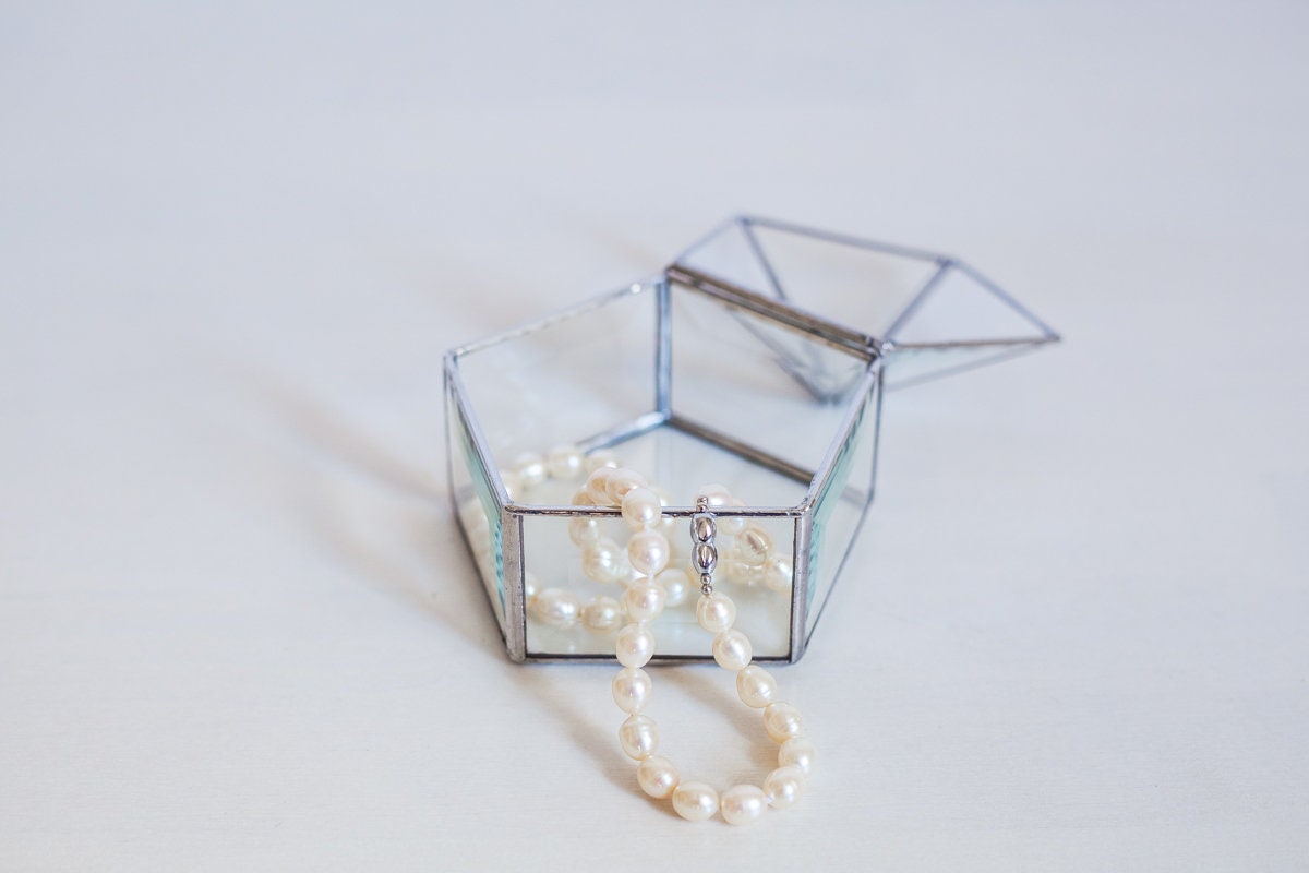 Geometric Glass Box / Glass Jewelry Holder/ Anniversary Gift/ Etsy