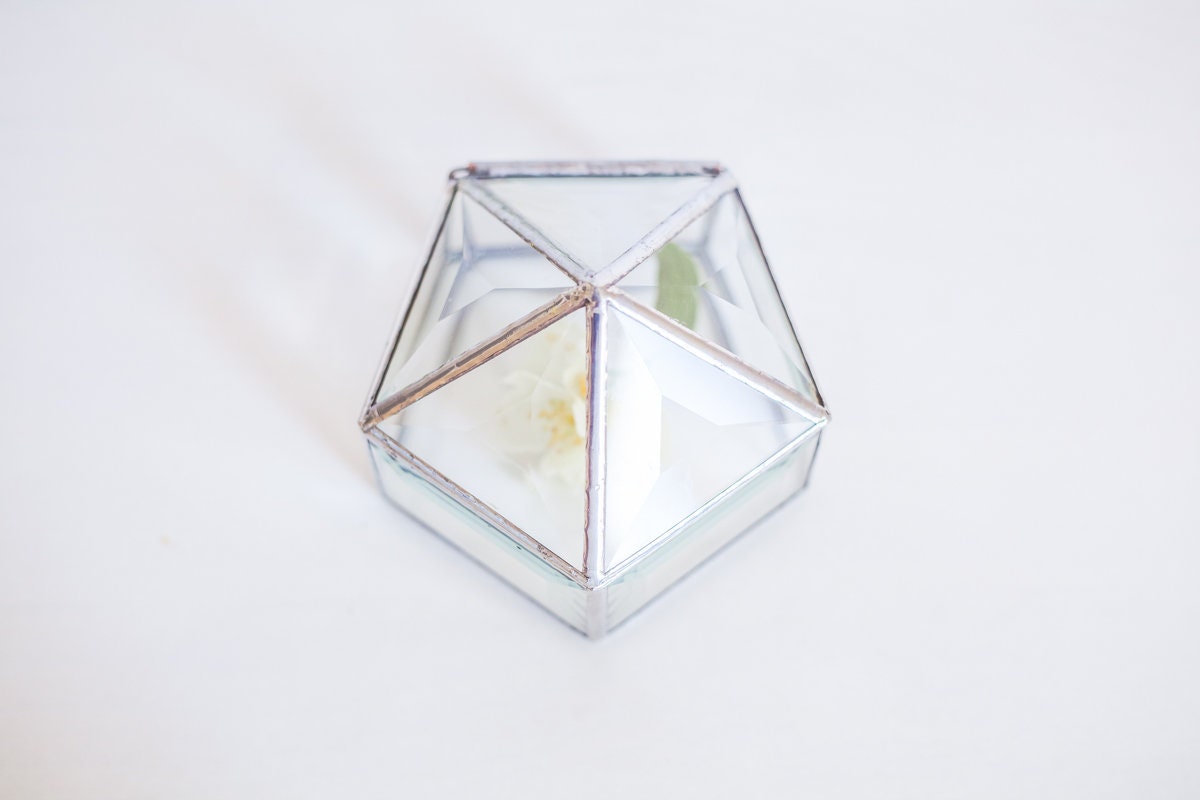 Geometric Glass Box / Glass Jewelry Holder/ Anniversary Gift/ Etsy