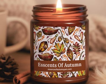 Vela perfumada con canela y chai: esencias de otoño, aroma cálido a té especiado, decoración acogedora inspirada en el otoño, vela otoñal natural vertida a mano.