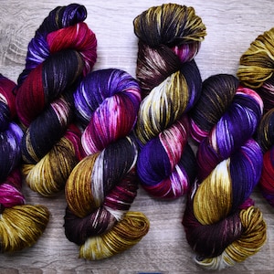 Hand dyed merino wool yarn, fingering weight yarns, dyed sock knitting wool, for knitters and crocheters, natural fibre yarn for crafting