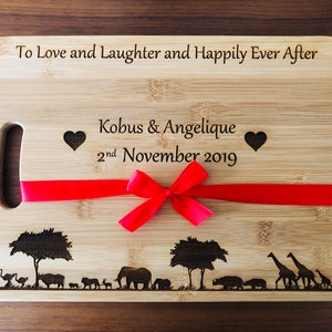 Bamboo chopping or cheese Board with Safari animals