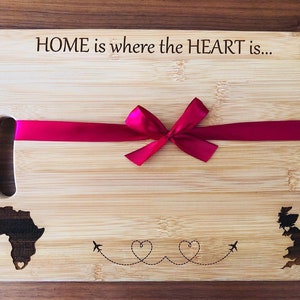 Home is where the heart is Africa/UK Bamboo Chopping/Cheese Board