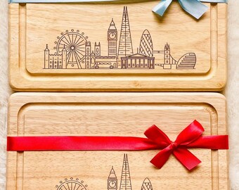 Wooden Chopping Board 30x20cm - London Skyline
