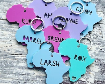 Personalised Africa Keyrings