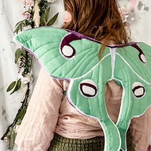 Luna Moth Fairy Wings True Green, jeu d'imitation, costume de fée pour enfants, ailes d'habillage, cadeau d'anniversaire pour enfants, cadeau unique