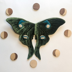 Luna Moth Fairy Wings Green Velvet, prentend play, kids fairy costume, adult fairy wings, dress up wings, kids birthday gift, unique gift