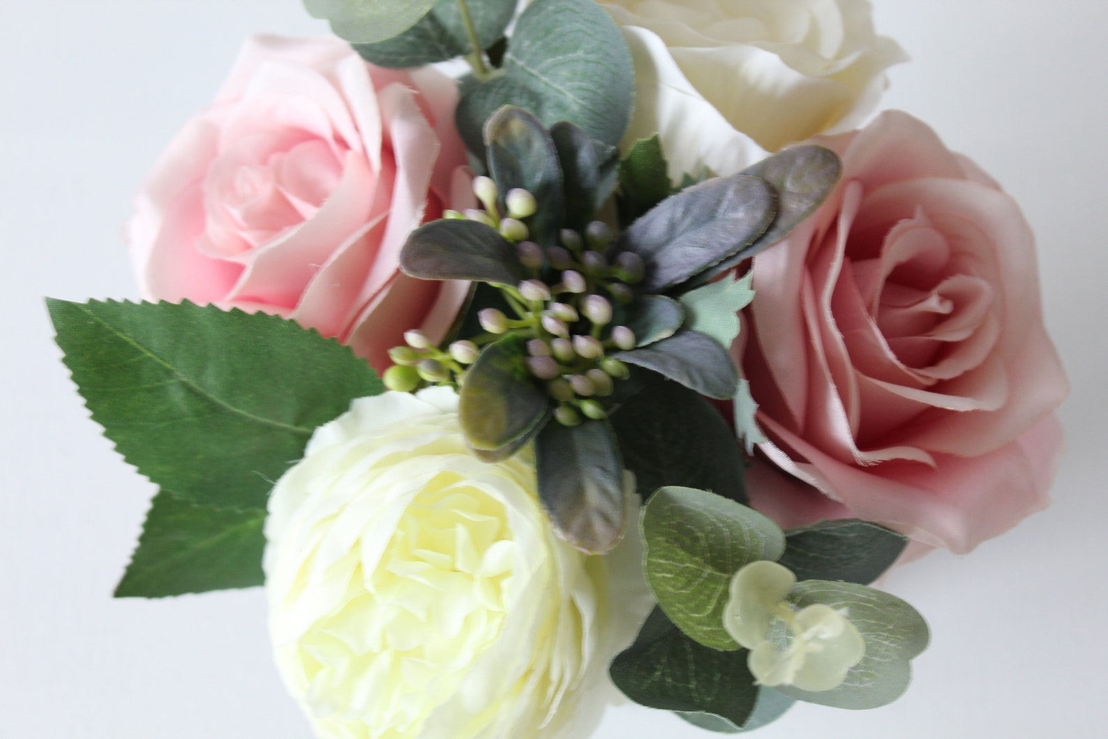 2 x Small Artificial Flower Arrangement Dusky Pink & Ivory Etsy