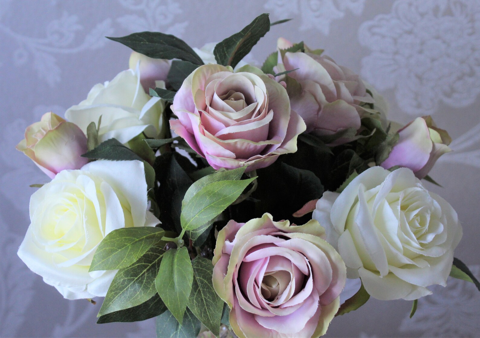 Artificial Rose Arrangement Vintage Pink & Ivory Silk Roses Etsy