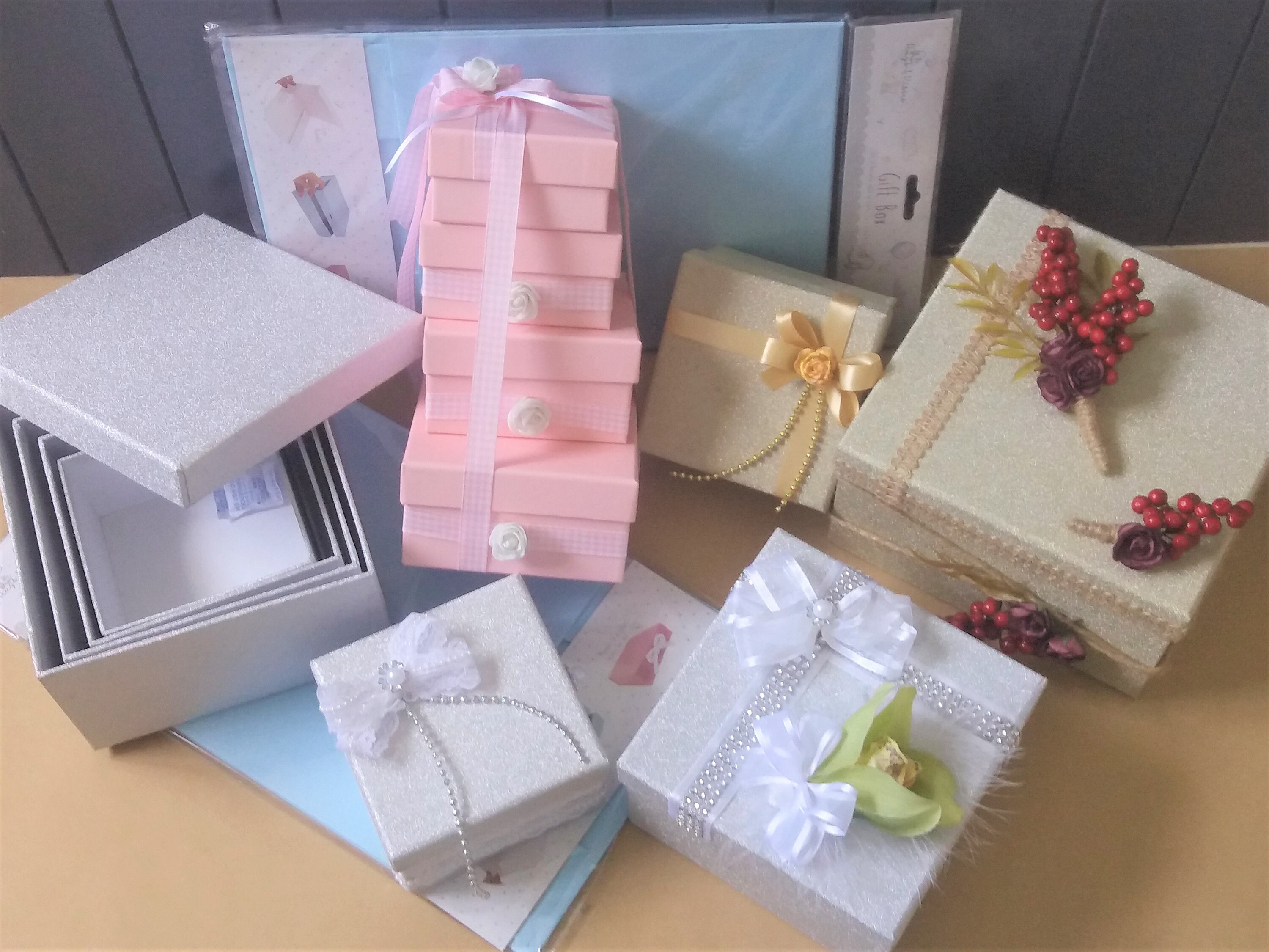 14 Assorted Gift Boxes with lids Assorted Colours Designs Etsy