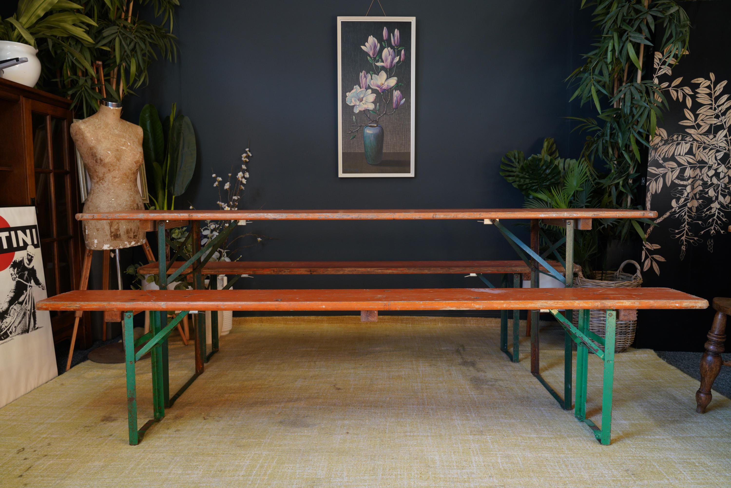 Vintage German Beer Hall Table Benches – Brauerei Wasserburger