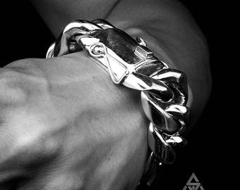 Miami Cuban Link Armband x 30 mm breit - Großes, schweres Herren Design. 925 Massiv Sterling Silber