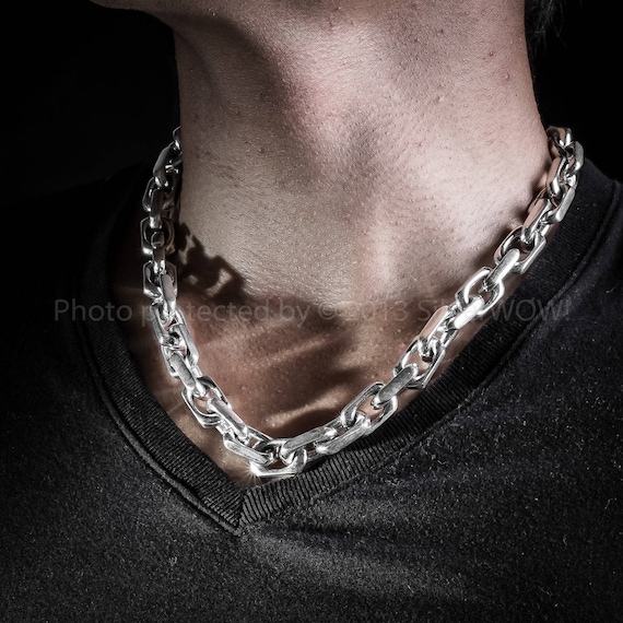 Chain Link Necklace - 12mm Wide, Super Heavy, Sterling Silver
