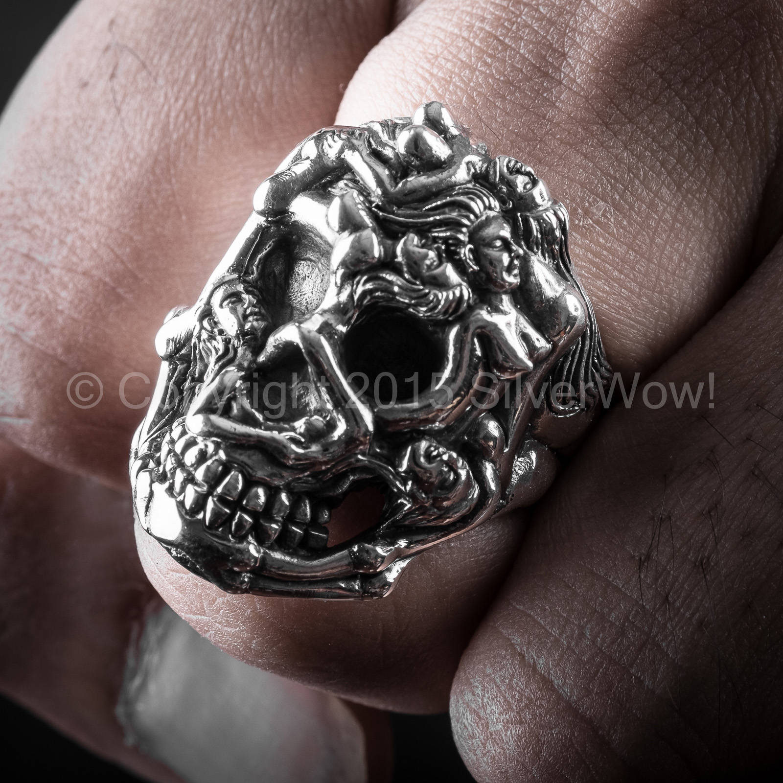 Silver Skull Ring | Erotic Hidden Detail | Approx. 28g | 925 