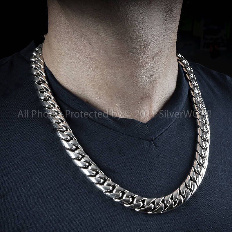 Miami Cuban Link Chain 925 Sterling Silver Solid Chunky - Etsy UK