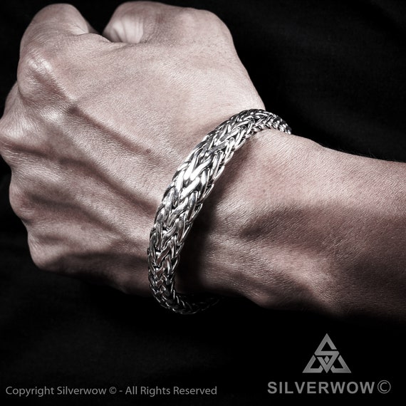 Woven Silver Bracelet | 13mm Tapered | Approx. 90-95g | 925