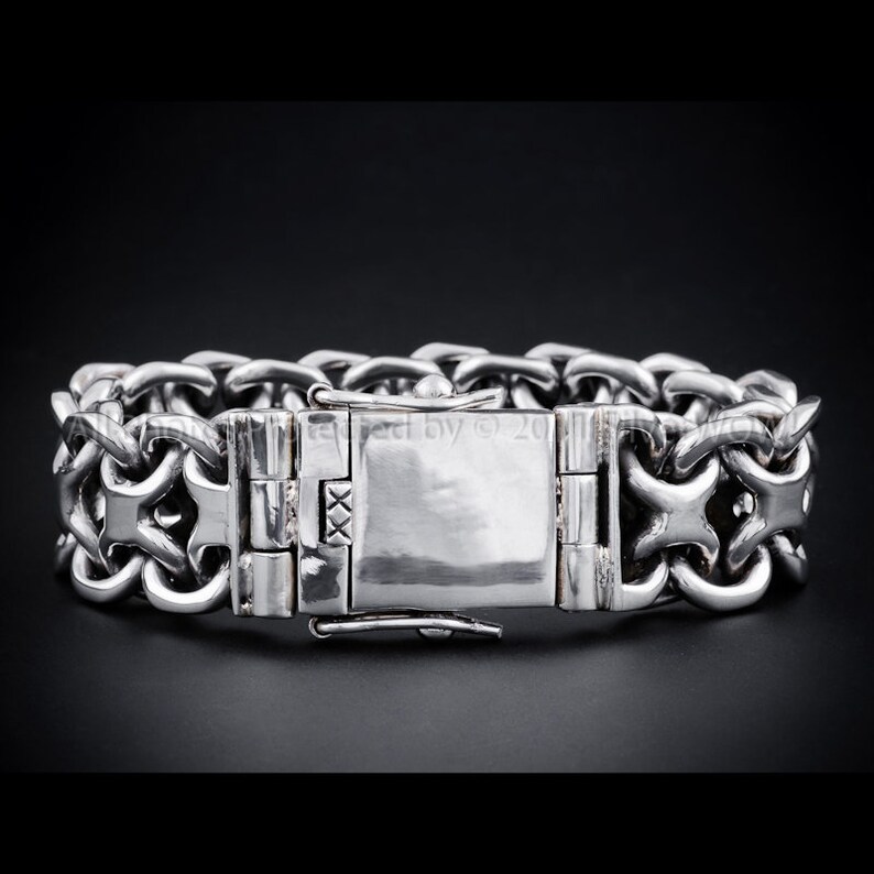 Unique Unusual Very Heavy Chunky Mens 20mm Silver Bracelet Etsy