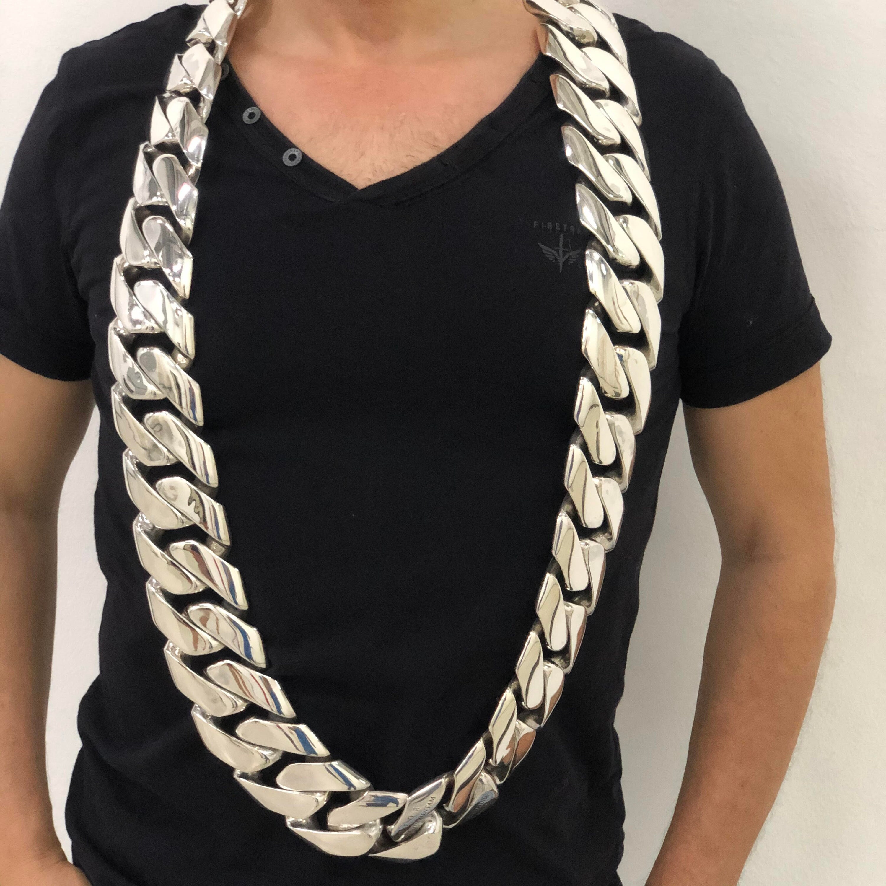 Breite 6/9MM，18/20/22/24 Zoll HSWYFCJY Silber Panzerkette Halskette Männer Miami Cuban Chain Edelstahl Halskette Chunky Chain Halskette für Männer Jungen 