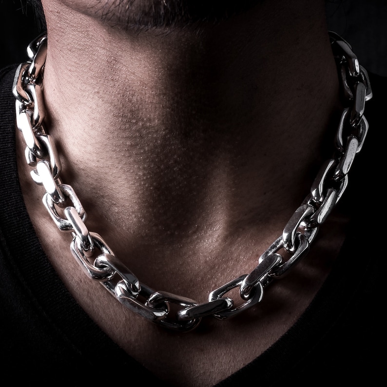 Mens Chain Link Necklace 15mm Wide Super Heavy Sterling Etsy