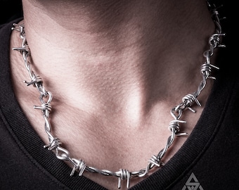 Barb Wire Necklace Chain - SOLID 925 Sterling Silver. Totally Unique