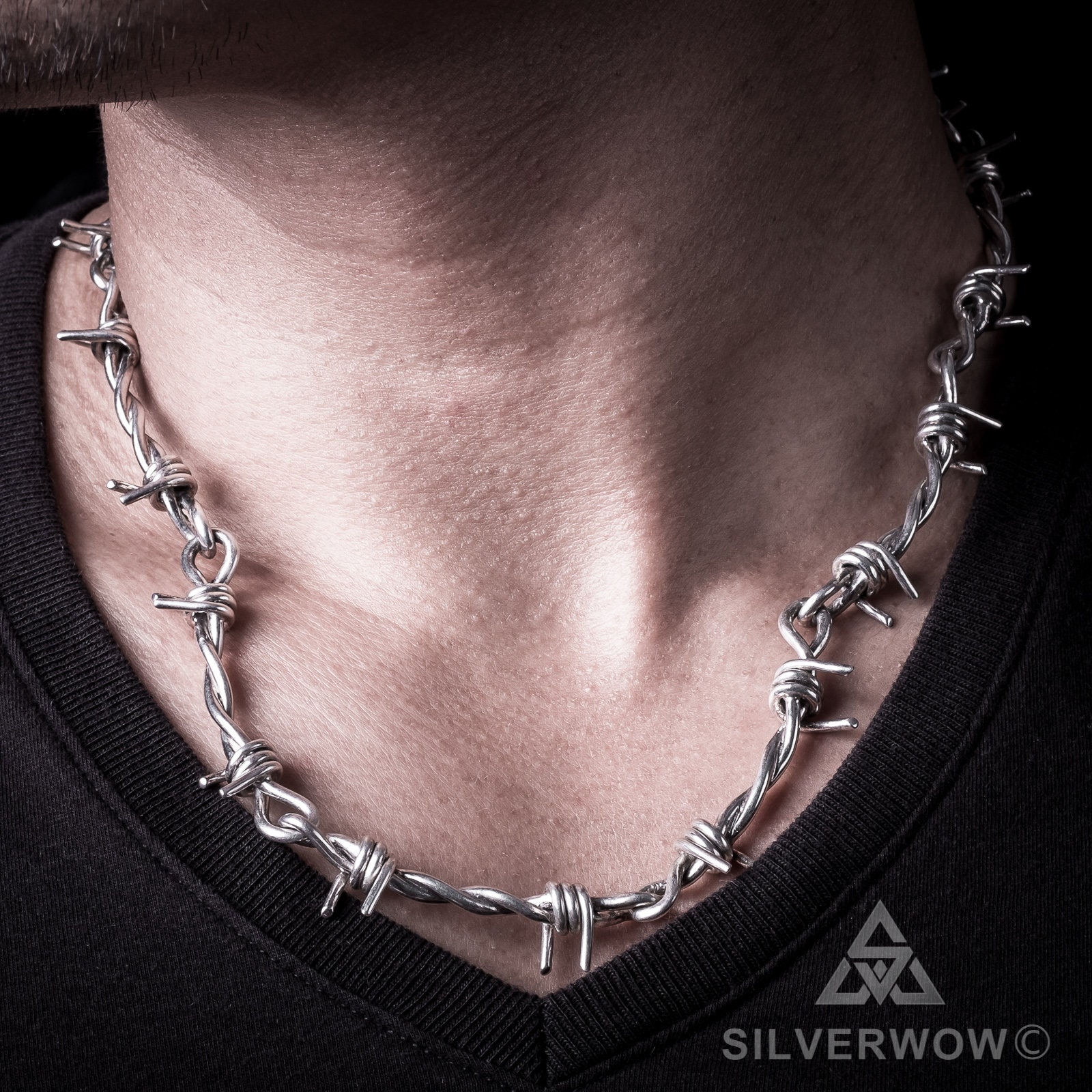 Barbed Wire Choker Necklace Handmade Silver Black Fashion NEW Collar Women