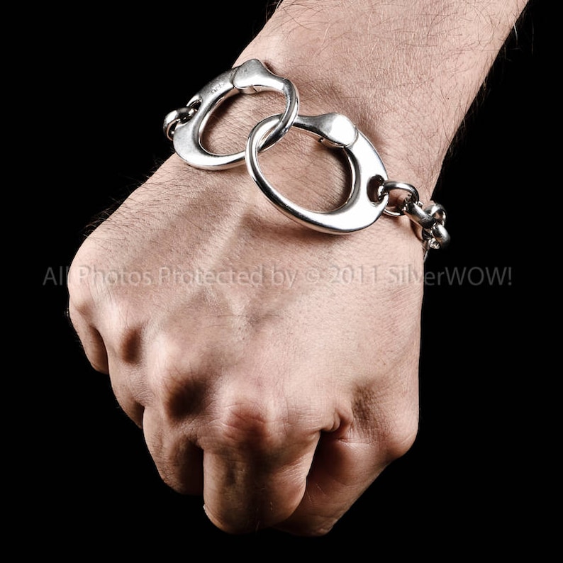 Handcuff Bracelet for Men Solid Sterling Silver Handcuffs Etsy UK
