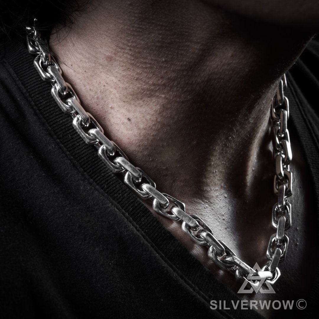 Oval Cable Link Chain 9x6.25mm Sterling Silver Chain 18 gauge ll 1-10 feet THICK Designer charm bracelets ll165 hp