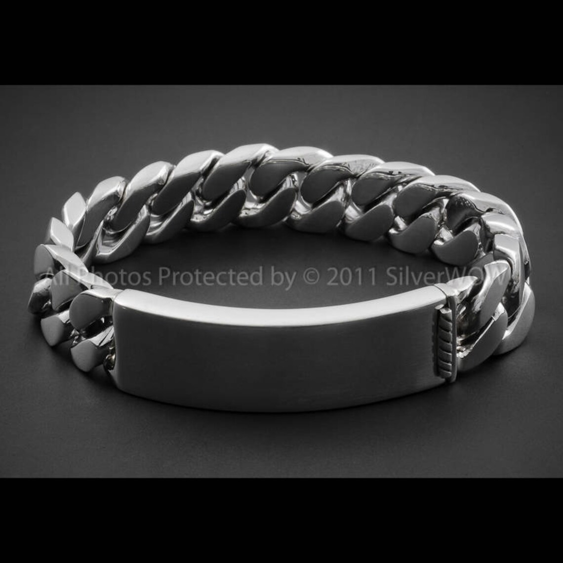 Mens Silver ID Bracelet Heavy Identity Bracelet of Etsy
