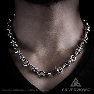 Barb Wire Necklace Chain - SOLID 925 Sterling Silver. Totally Unique