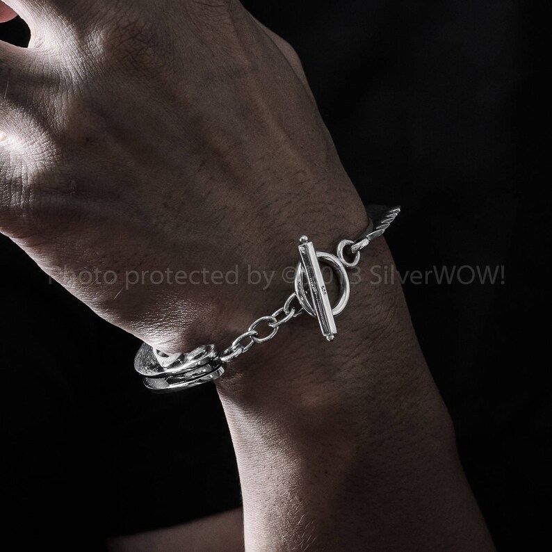 Handcuffs Bracelet Real HandCuff Look 925 Solid Sterling Etsy