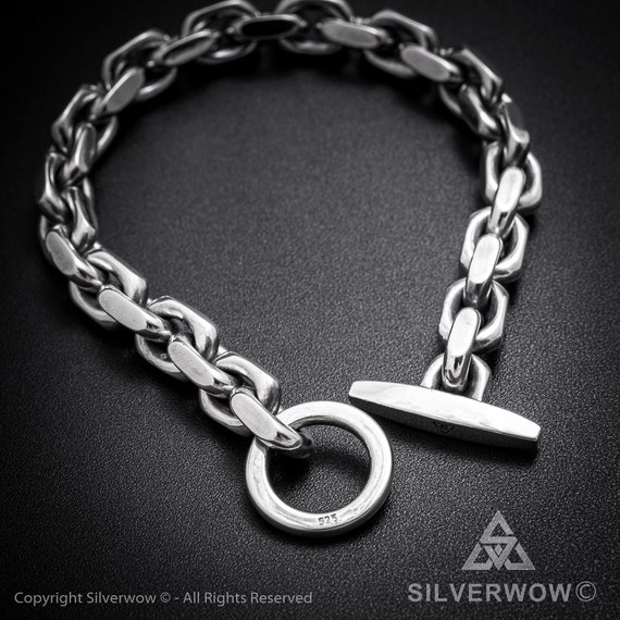 T-bar, Toggle Chain Mens Bracelet - Sterling Silver - Etsy T-bar, Toggle Chain Mens Bracelet - Sterling Silver - Etsy