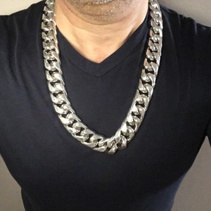 Bold Solid Stainless Steel Necklace - 30mm Wide Miami Cuban