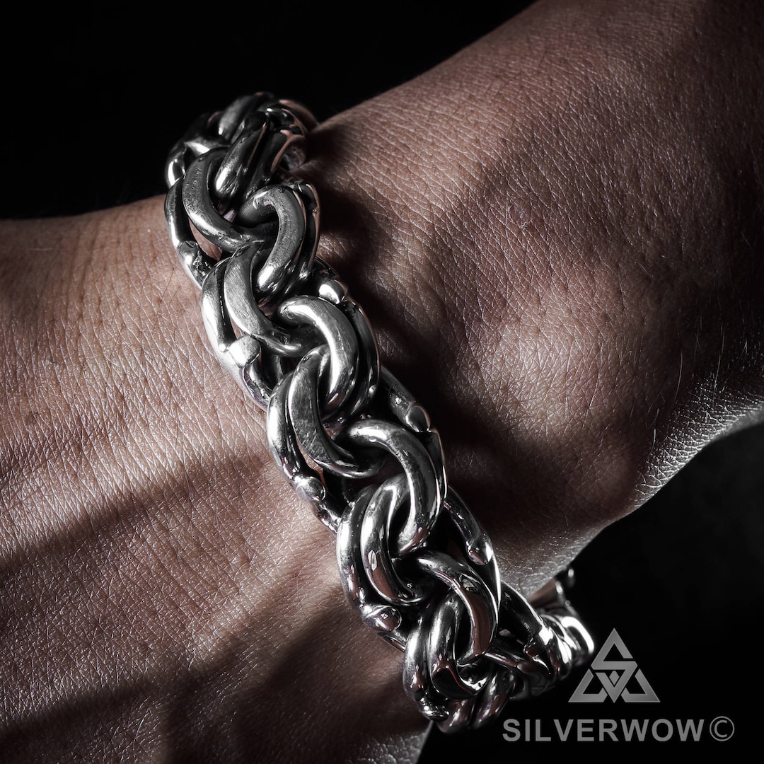 Mexican Garibaldi Link Bracelet | Unique & Heavy Design | 925