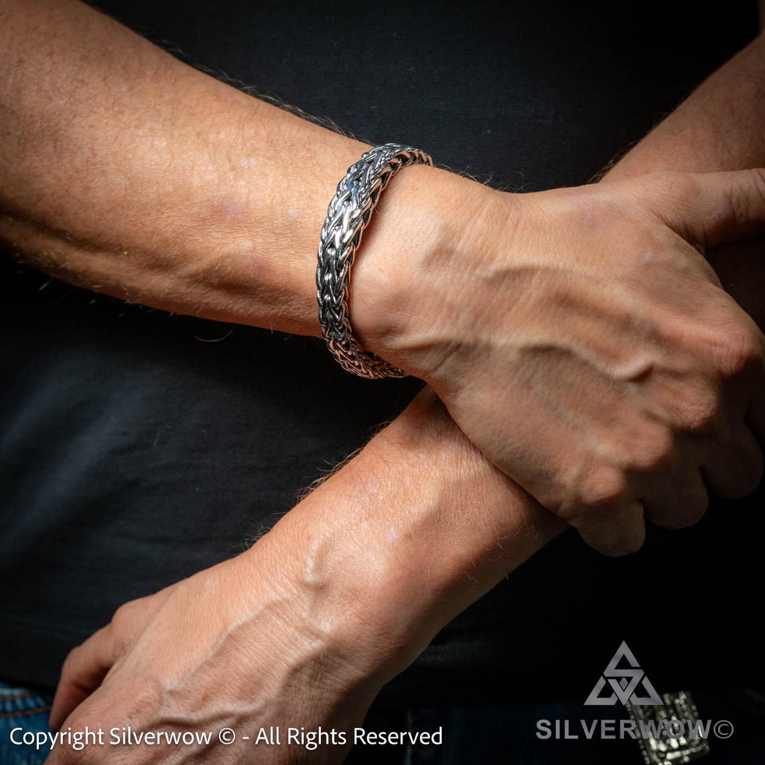 Woven Silver Bracelet | 13mm Tapered | Approx. 90-95g | 925