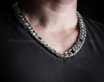 15 mm メンズ フィガロ リンク ネックレス チェーン | 8 オンス +