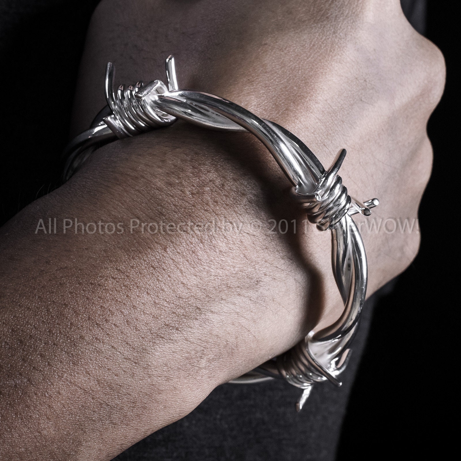 Laboratorium Incident, evenement pols Barb Wire Bangle Bracelet Mens Barbed Wire Wristwear 925 - Etsy