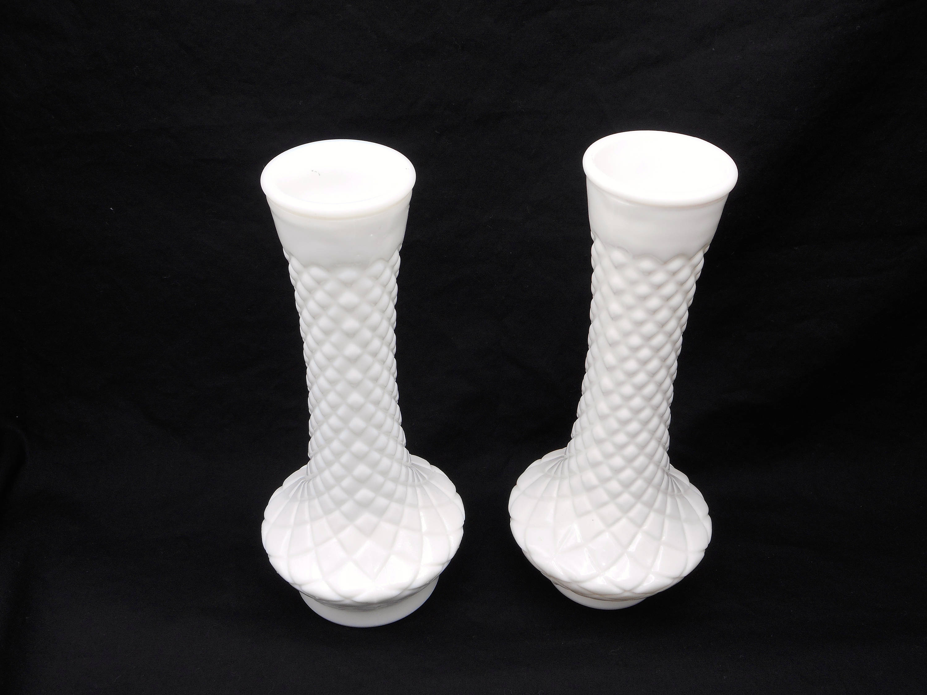 White Milk Glass Vintage Vases Mint Condition, Collectible Vintage