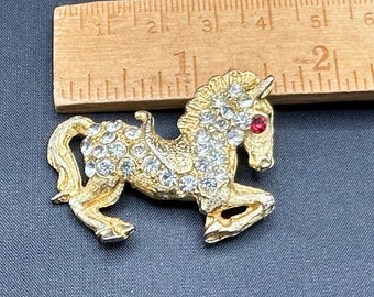 Vintage Horse /Pony Rhinestone Brooch  Cute  Shiny Pony Brooch  Needs Work Sold as Is Make an Offer