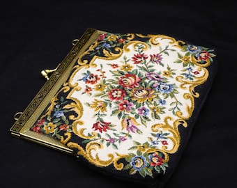 Vintage Tapestry Clutch Purse: Floral Costume Accessory