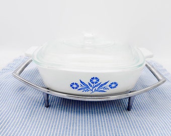 Vintage Pyrex Cornflower Blue Corning Ware Casserole Dish with Lid