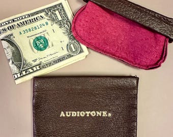Vintage AUDIOTONE Genuine Leather Pouch Set: Small Change/Money Bags