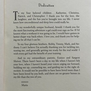 May include: Open book page with the title "Dedication" at the top. The text is a personal message of gratitude to family members, including children, a husband, and parents. The author's name, Maria, is at the bottom.
