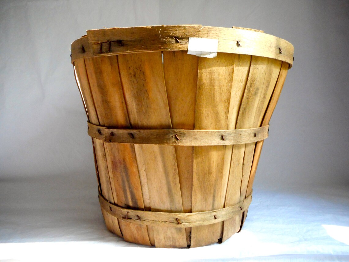 Vintage Wooden Basket Bushel Basket Vegetable Basket Rustic Farm Decor