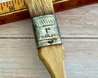 Vintage 1" Utility Chip Paint Brush, Wood Handle, Thailand Stamped (7.5" Length)