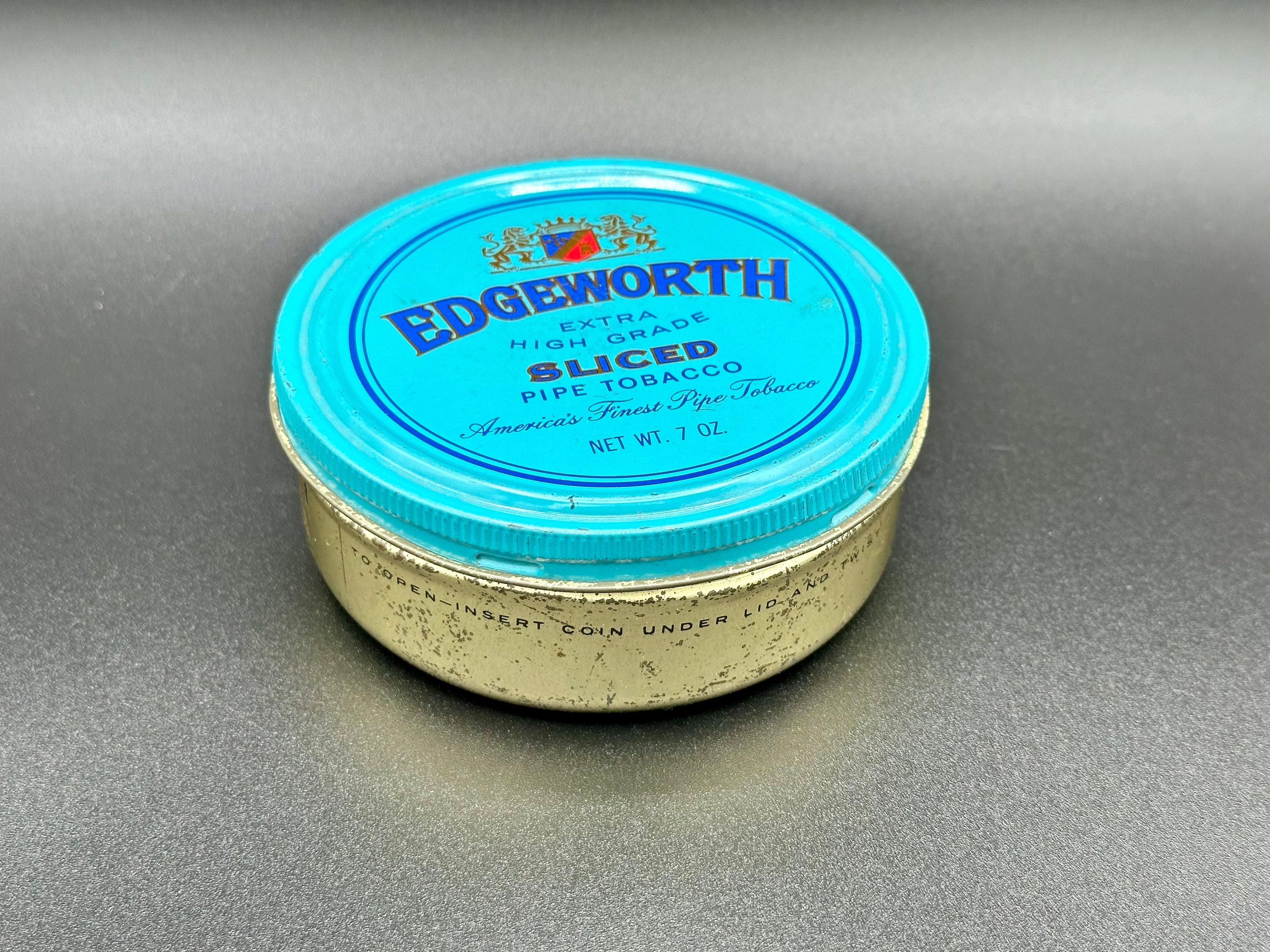 edgeworth sliced tobacco Vintage Edgeworth Tobacco Tin, Blue & Gold Collectible, 1950s