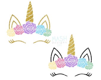 Pastel Rainbow Floral Unicorn svg, floral unicorn head, rainbow baby, unicorn party svg, rainbow baby shower svg, printable nursery art