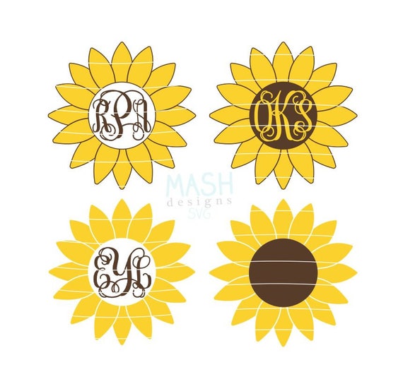 Sunflower Monogram Svg Sunflower Svg Sunflower Monogram | Etsy