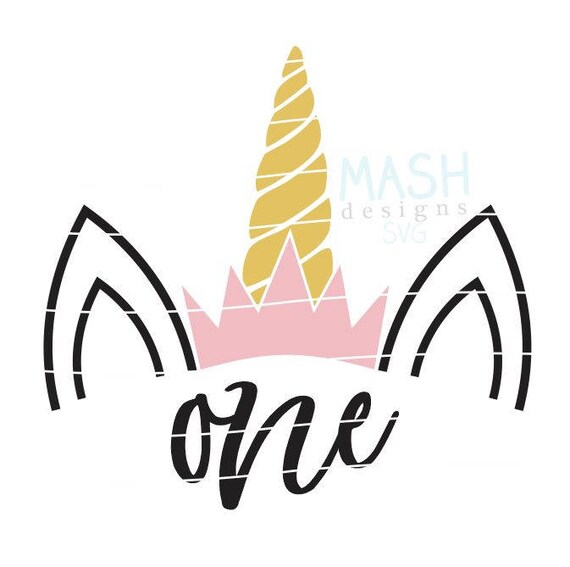 Download First Birthday Unicorn With Crown Svg Unicorn Birthday Svg Etsy