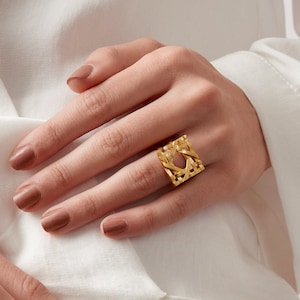 Rattan Ring, Vintage style Rattan Ring, Sterling Silver 925, Gold Plated Ring
