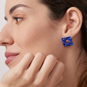 Cobalt Blue Earrings Rattan earrings Sterling Silver 925 image 1